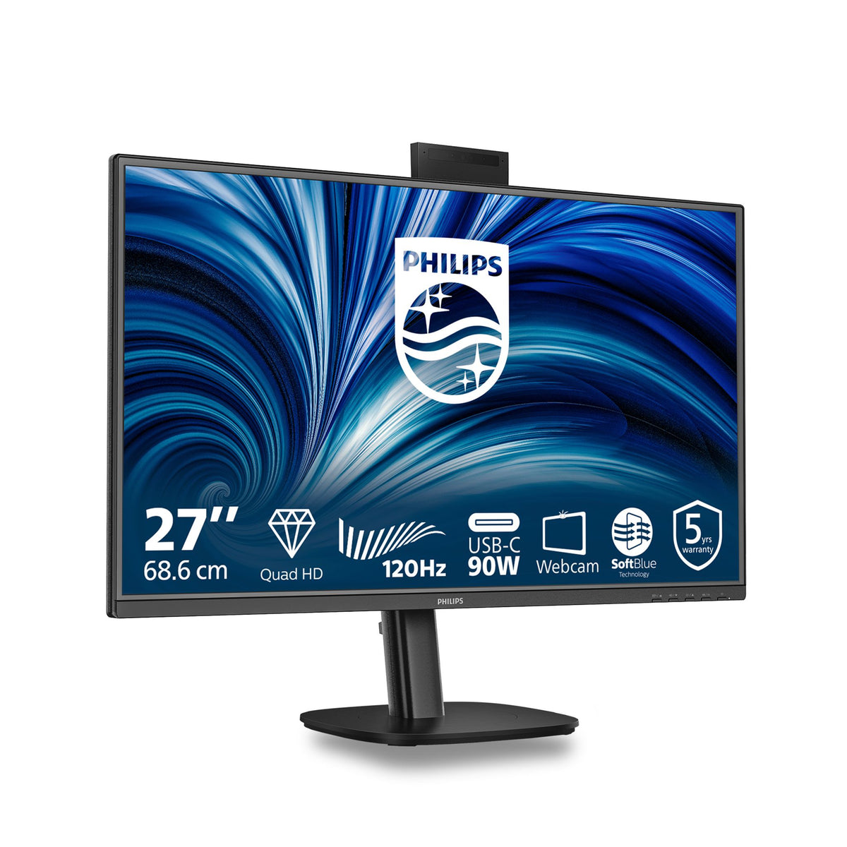Philips 27B2U3601H 27" QHD USB-C Monitor DP HDMI RJ45 Pop-Up Webcam Speakers