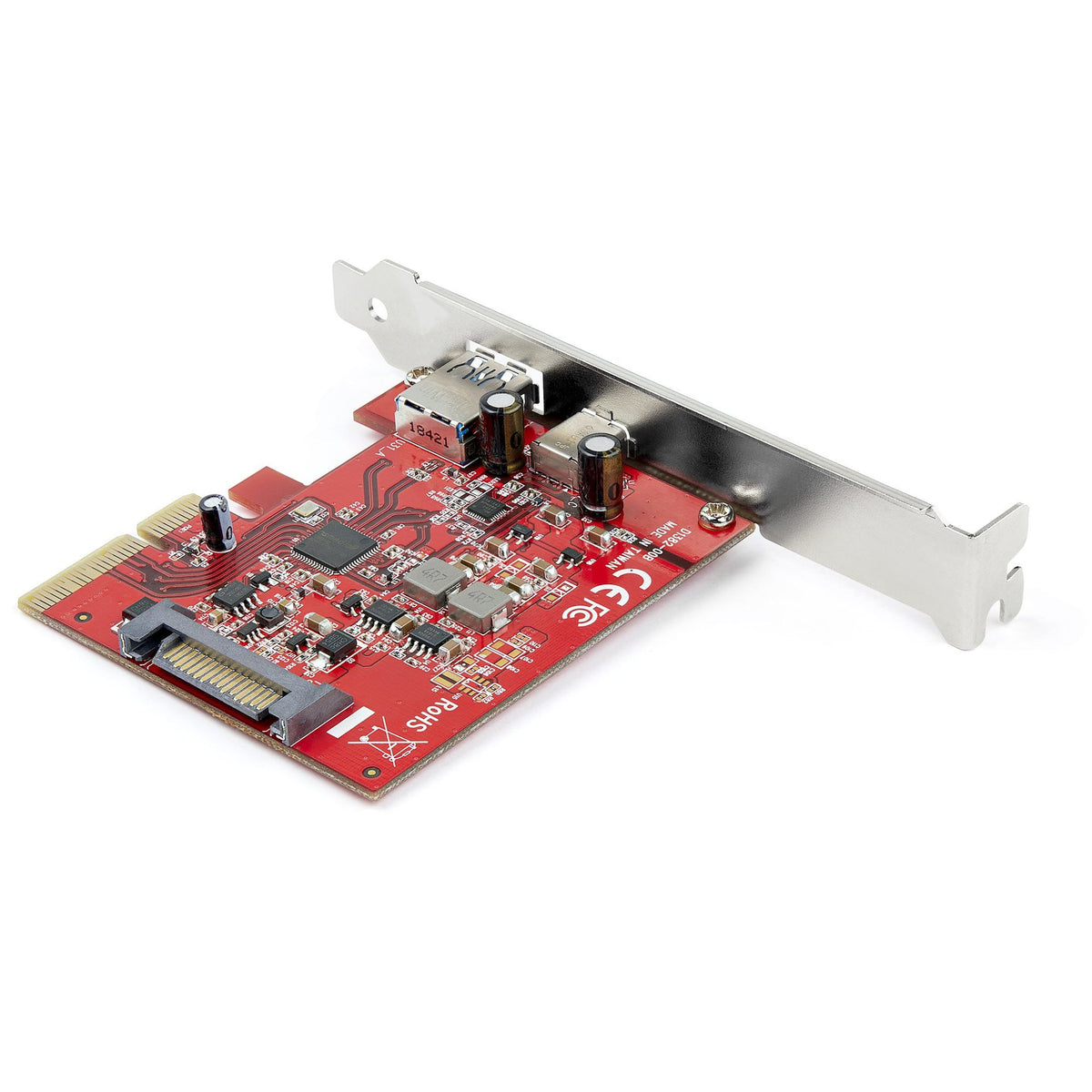 StarTech USB Adapter PCI Express x4 2x USB 3.1 UASP Red