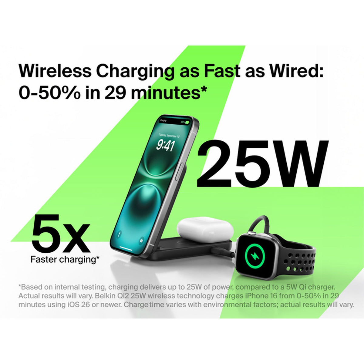 Belkin UltraCharge 2-in-1 Foldable Magnetic Wireless Charger With Qi2 45W USB-C Wall Charger Black tl:8c3467e0