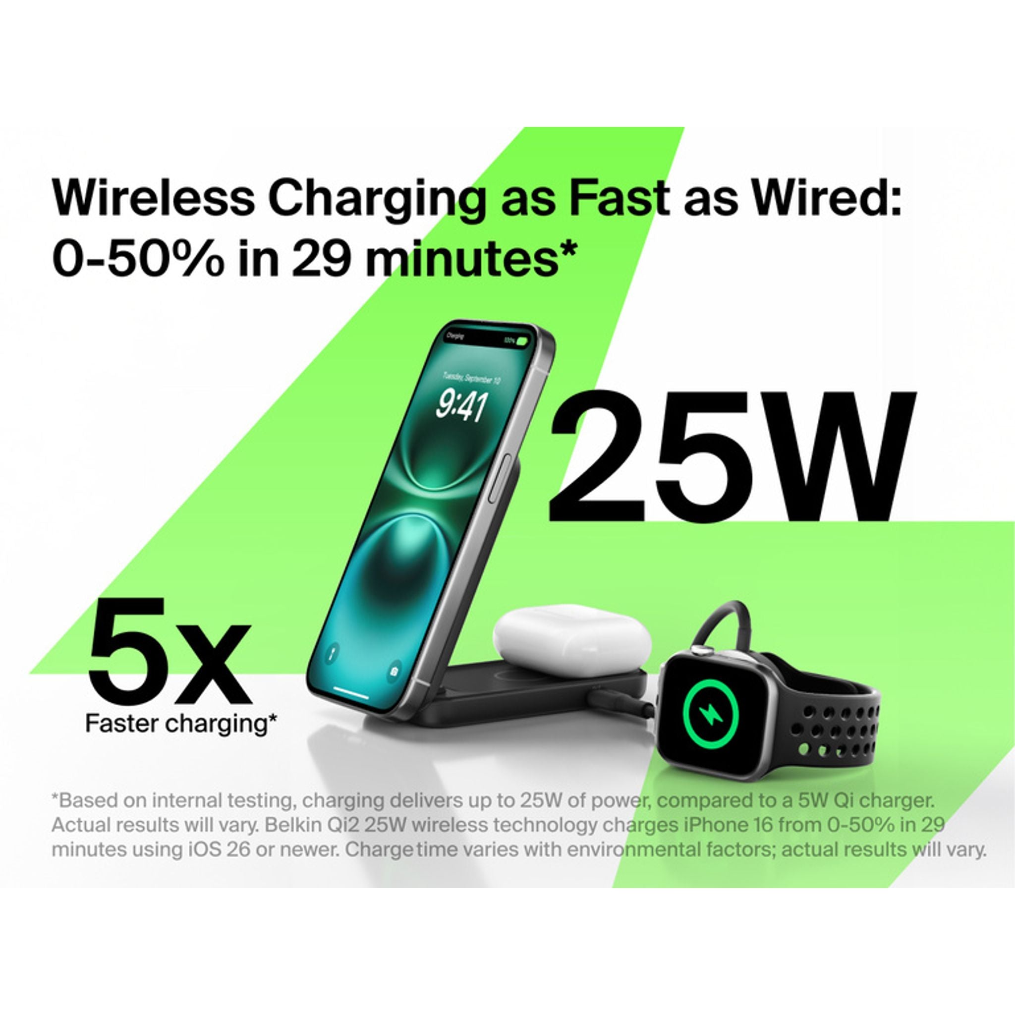 Belkin UltraCharge 2-in-1 Foldable Magnetic Wireless Charger With Qi2 45W USB-C Wall Charger Black tl:8c3467e0