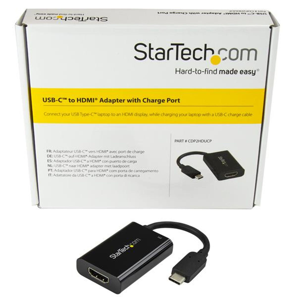 StarTech.com USB-C to HDMI Adapter 4K 60Hz with PD Black