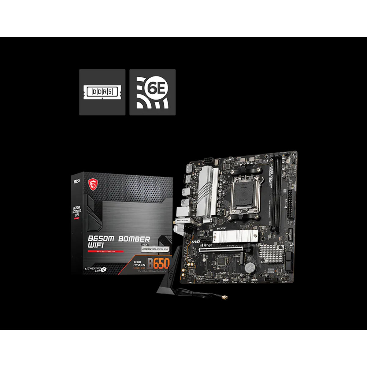 MSI B650M BOMBER WIFI AMD AM5 MATX Motherboard 2x DDR5 2x M.2 4x SATA WiFi tl:33b5d37