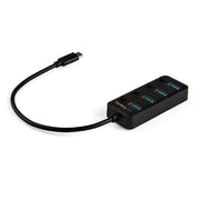 StarTech 4-Port USB-C Hub 4x USB 3.0 Type-A On/Off Switches 5Gbps UASP Bus
