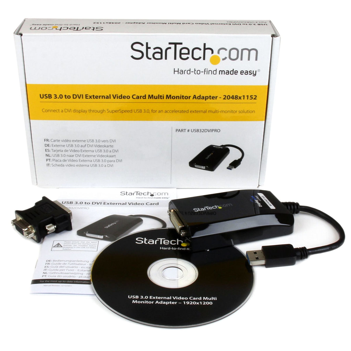 StarTech.com USB 3.0 to DVI External Video Adapter 2048x1152 Black