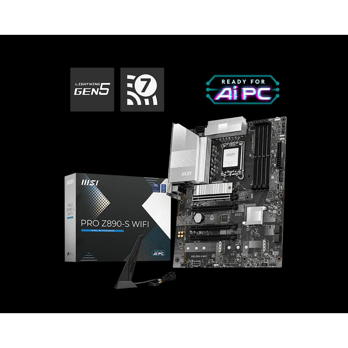 MSI PRO Z890-S WIFI INTEL Z890 4x DDR5 3x M.2 PCI-E x16 Motherboard WiFi 7 tl:41c9be0e