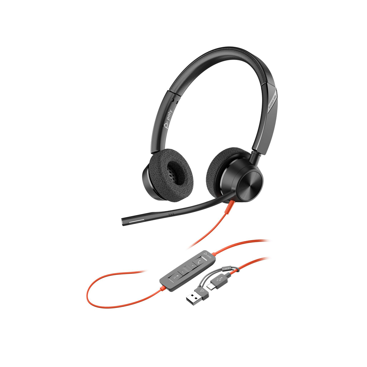 HP Poly BW 3325 USB-C Headset + 3.5mm Plug + USB-C/A Adapter