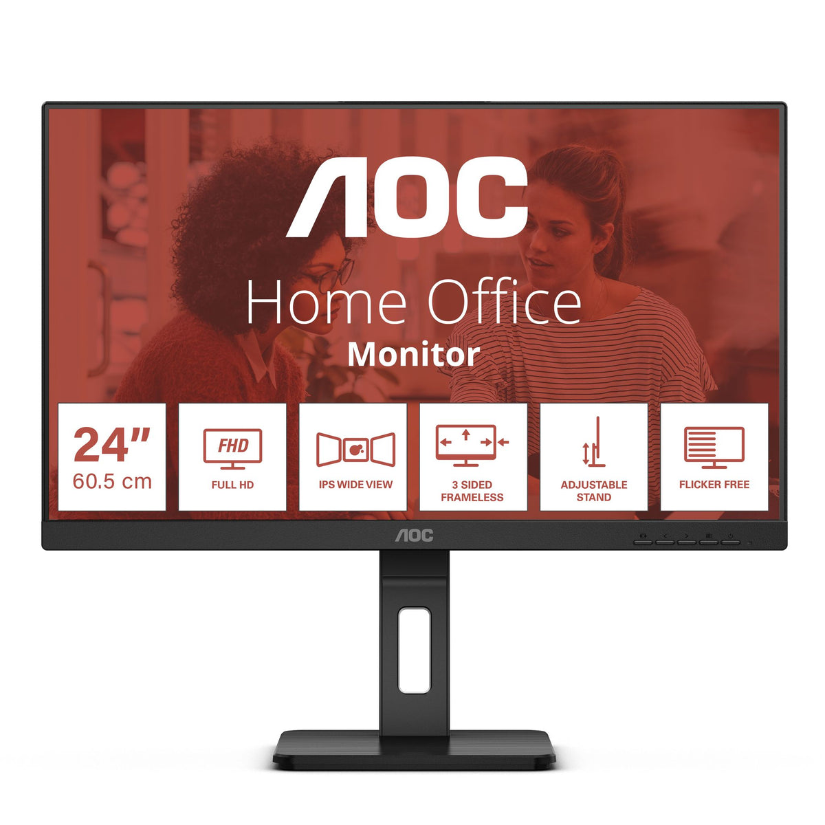 AOC 23.8" IPS 4ms Full HD 1080 Monitor DP HDMI VGA Speakers Height Adjust VESA tl:3e8cb725