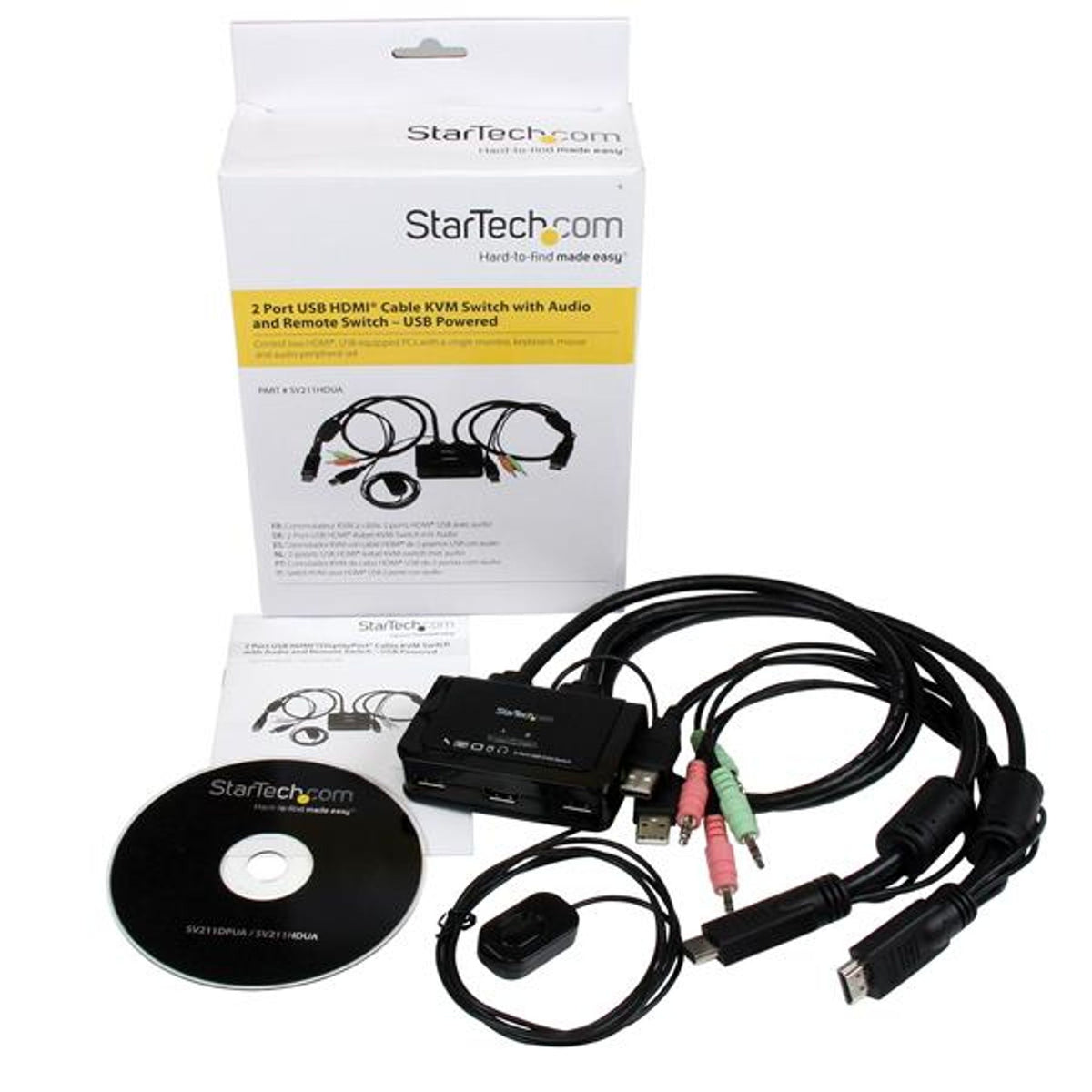 StarTech.com 2-Port USB HDMI KVM Switch with Audio and Remote Selector