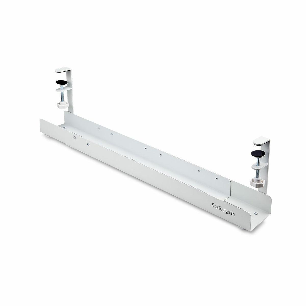 StarTech.com Under Desk Cable Management Tray Adjustable Length Clamp-On White