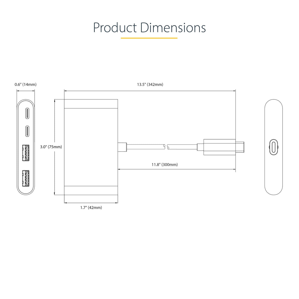 StarTech USB-C Hub 2x USB-A 2x USB-C 5Gbps Bus-Powered 100W PD 30cm Cable