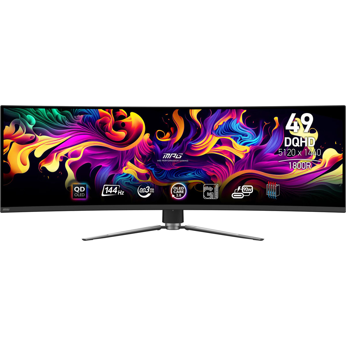 MSI MPG 491CQP 49" Curved QD-OLED Monitor 5120x1440 144Hz DP HDMI USB-C VESA KVM