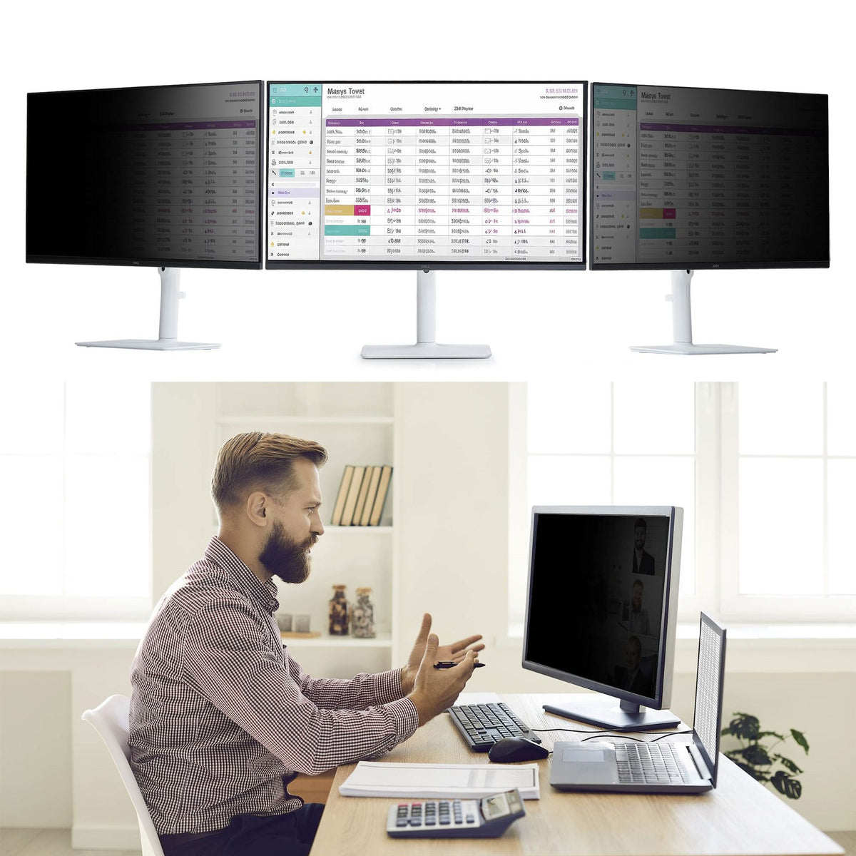StarTech Magnetic Monitor Privacy Screen 24" Anti-Glare Blue Light Filter