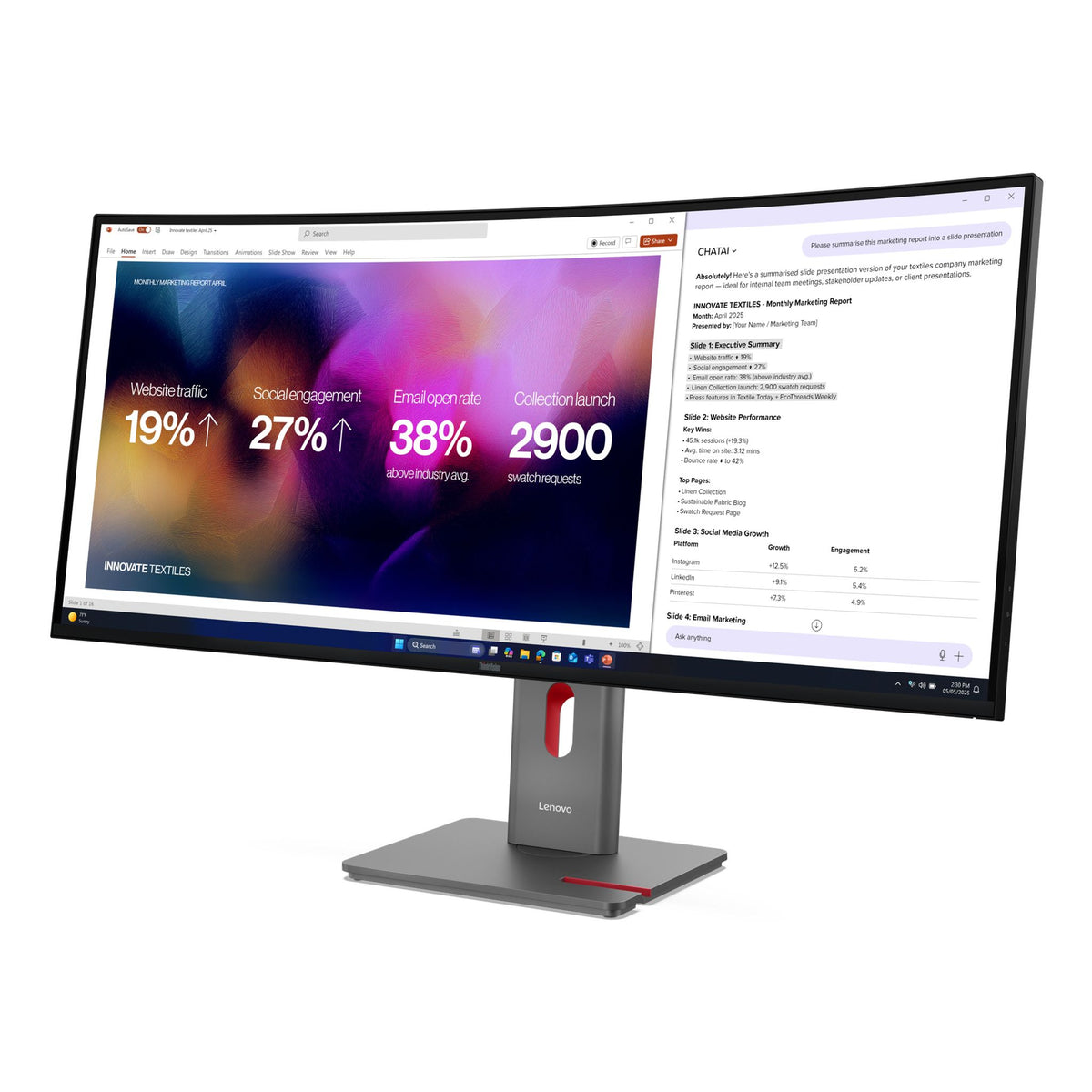 Lenovo ThinkVision P40WD-40 39.7" 5120x2160 IPS TB4 HDMI DP USB-B-C-A
