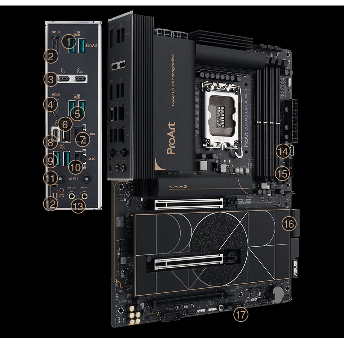 ASUS ProArt Z890-CREATOR WIFI LGA1851 DDR5 192GB 5x M.2 PCIe 5.0 Motherboard tl:614975ff