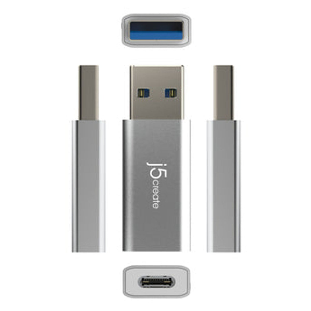 j5create JUCX45 USB 3.2 Type A to C Data Transfer Adapter Black/Silver
