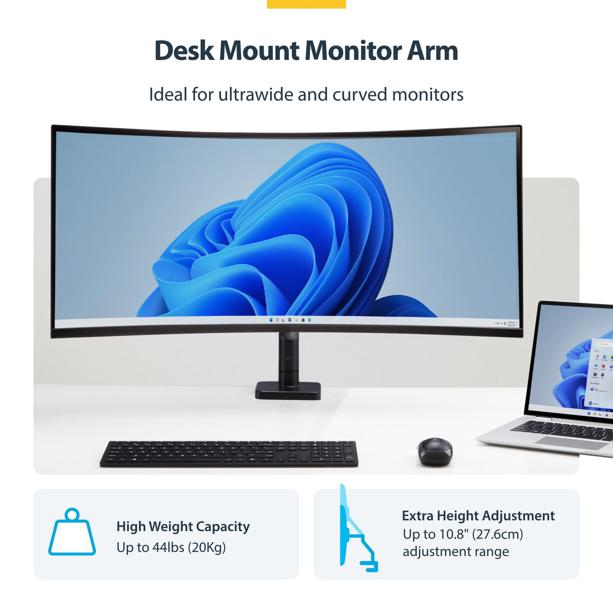 StarTech.com Monitor Desk Mount 49" 20kg VESA 75x75/100x100 Mechanical Spring