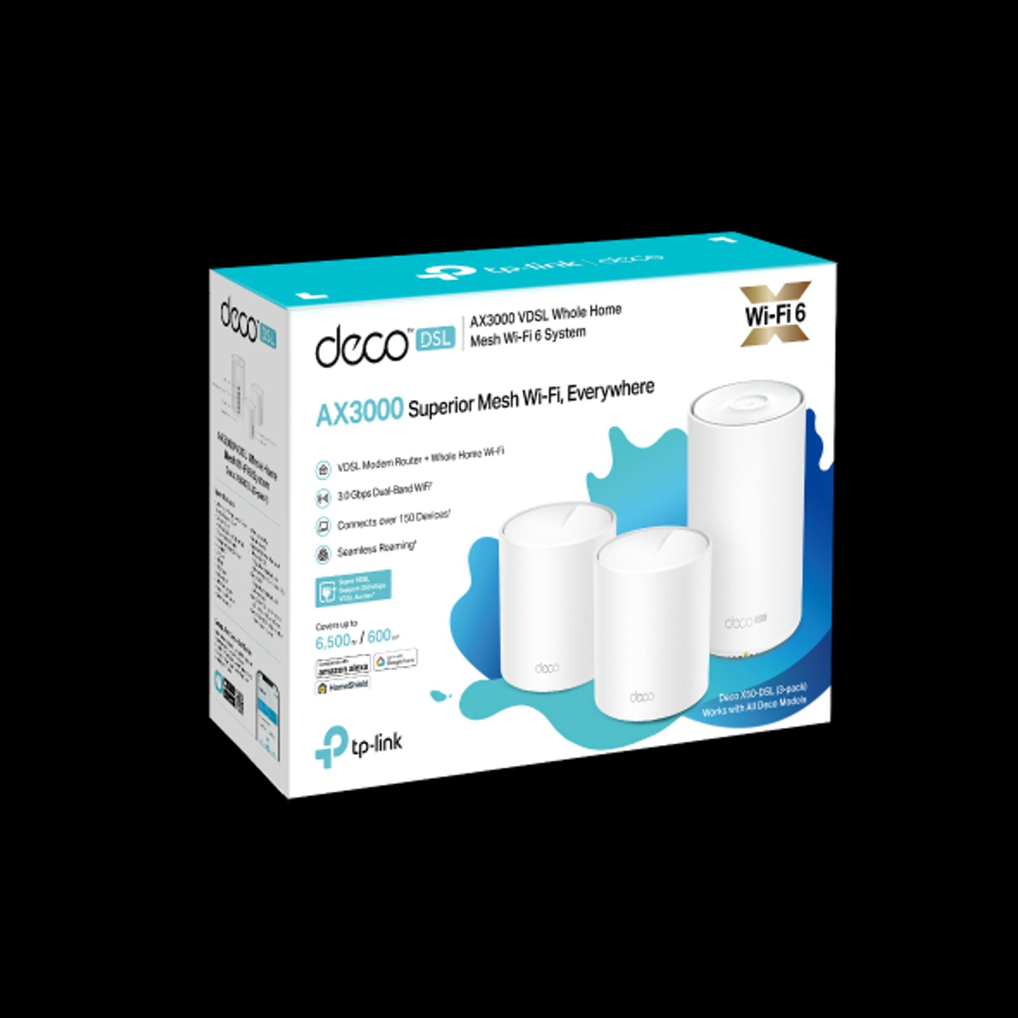 TP-Link Deco X50-DSL(1-pack) AX3000 VDSL Whole Home Mesh WiFi 6 Router 574 Mb... tl:be63fb6c