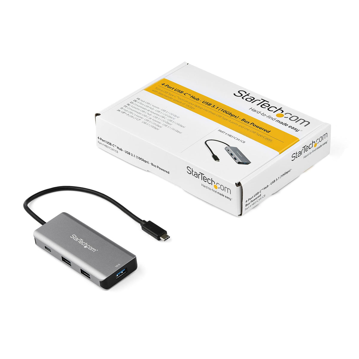 StarTech 4-Port USB-C Hub 3x USB-A 10Gbps Bus-Powered UASP Support USB 3.2