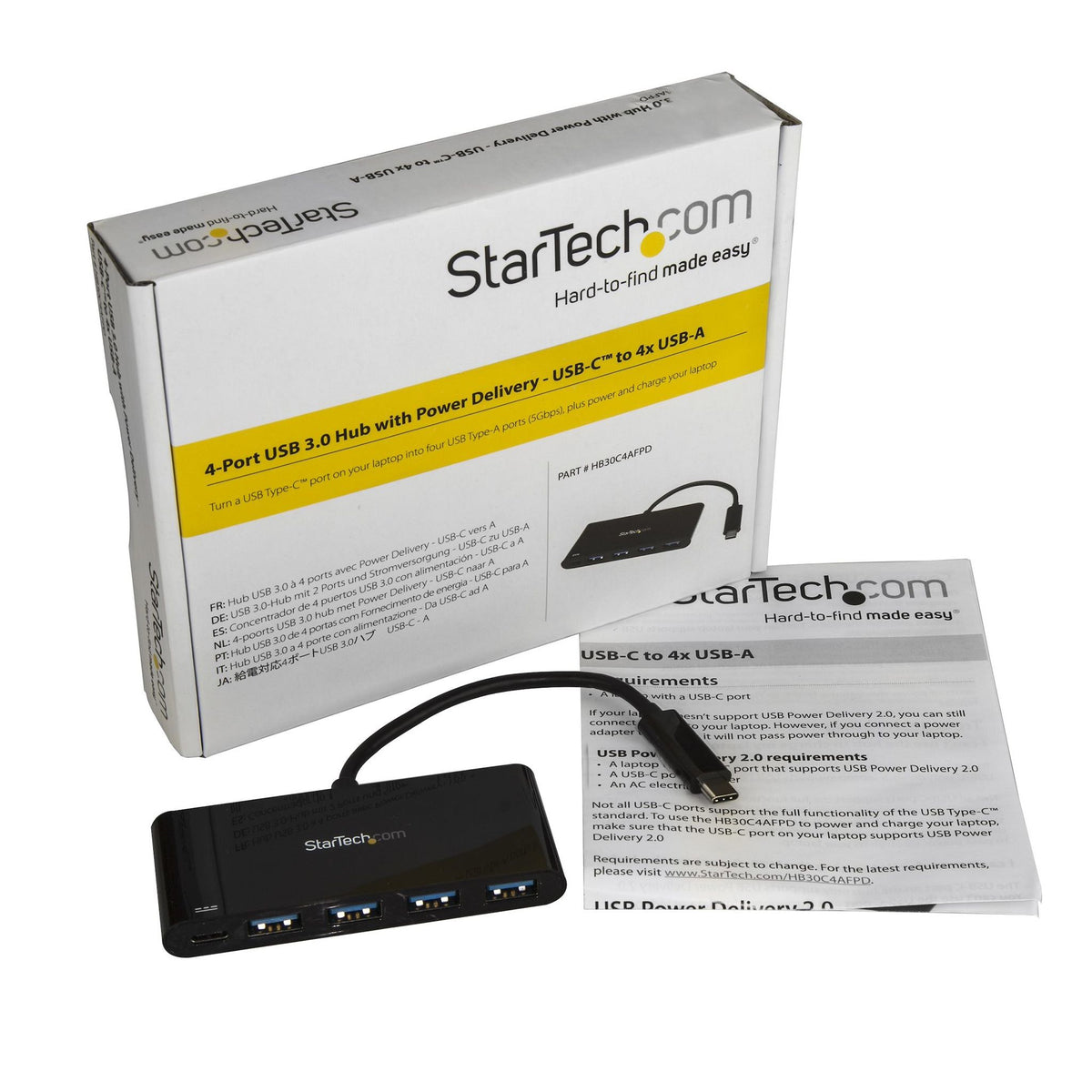 StarTech.com USB-C Hub 4 USB 3.0 Ports External Black