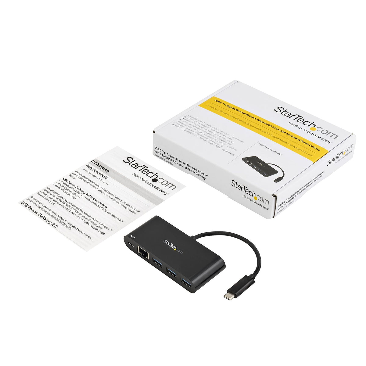 StarTech USB-C Combo Hub 3 USB-A Ports 1 Ethernet Port Black