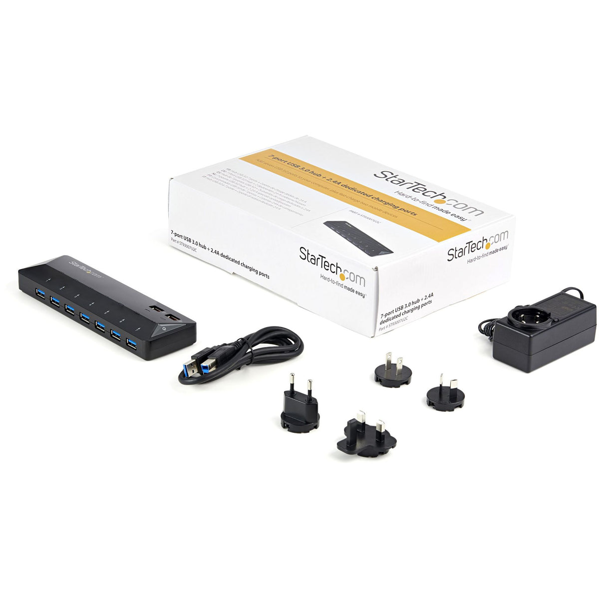 StarTech.com USB Hub 9 Ports 7 USB 3.0 External Black