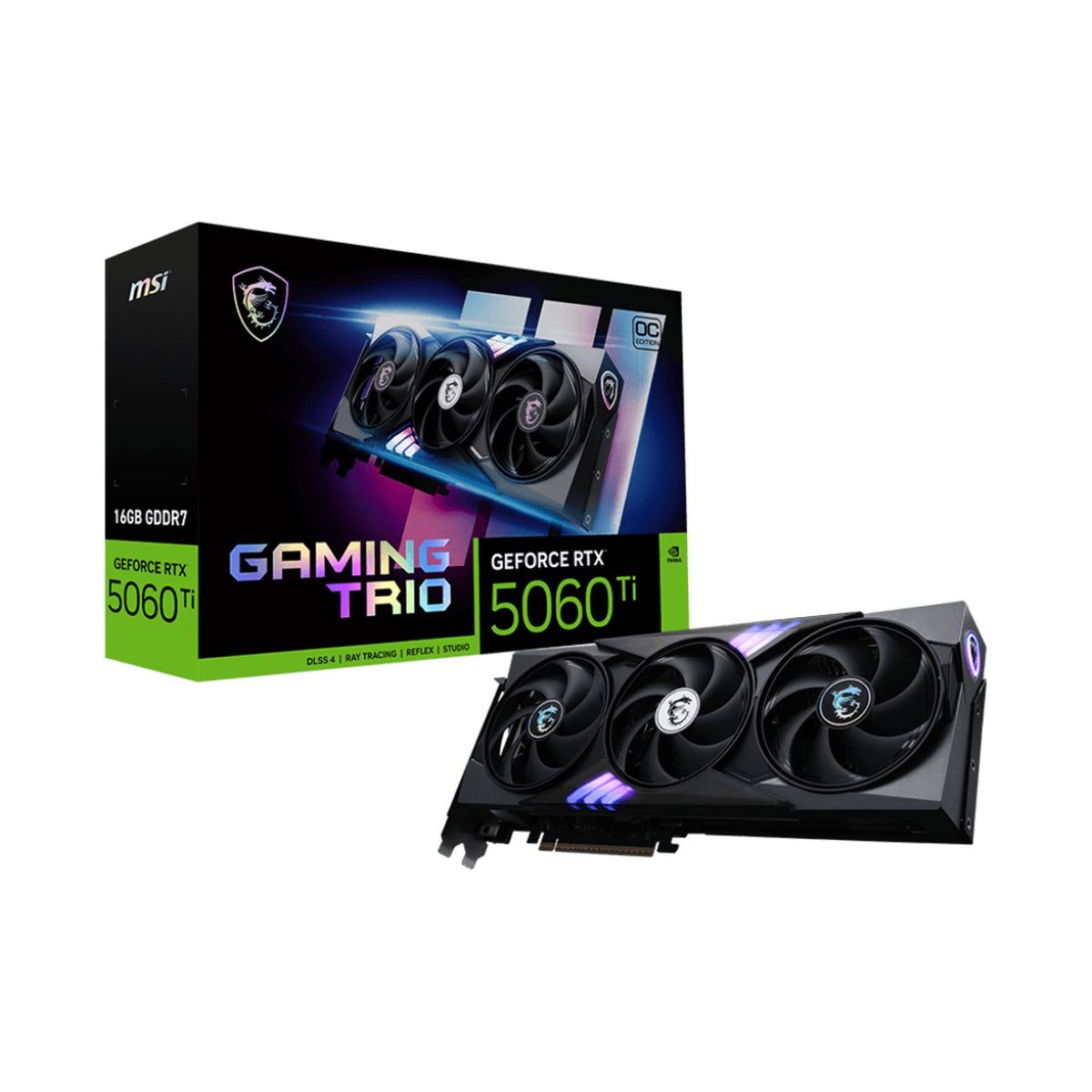 MSI RTX 5060 Ti GAMING TRIO OC 16GB GDDR7 2647MHz Graphics Card tl:e3137384