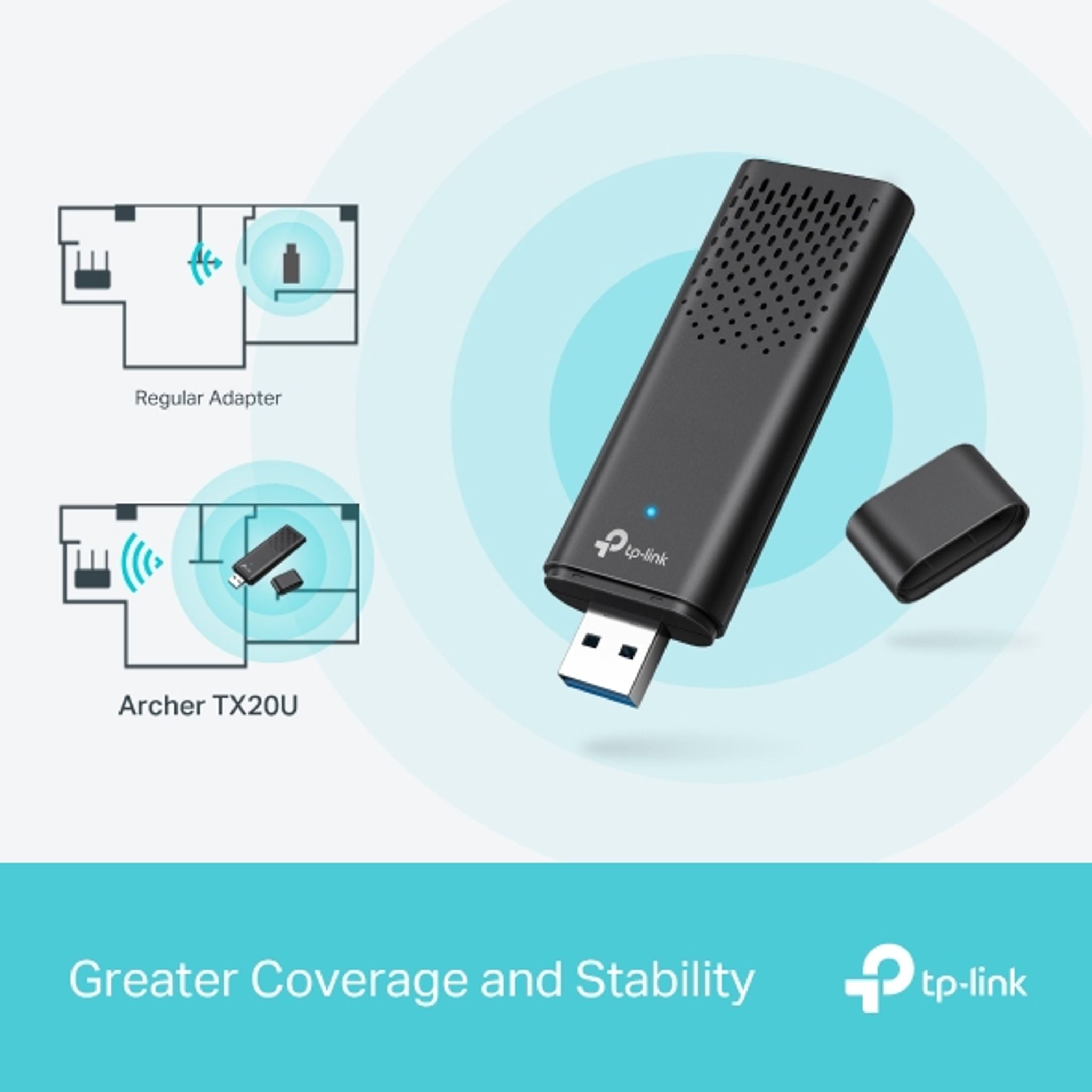 TP-Link Archer TX20U AX1800 Dual Band Wi-Fi 6 Wireless USB Adapter 1201 Mbps ... tl:ba110bd0