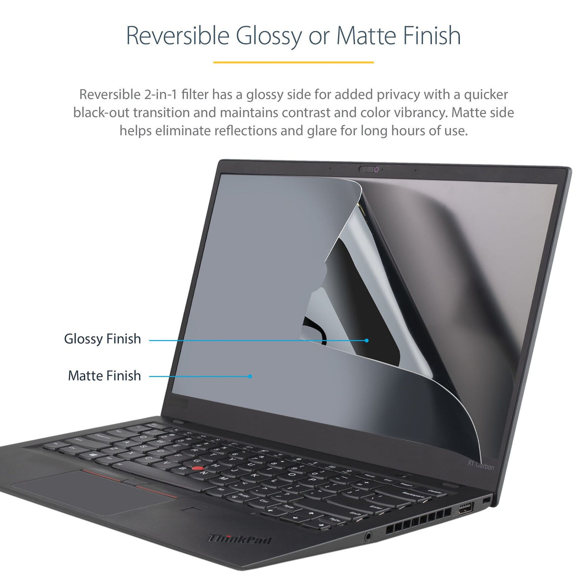 StarTech.com 15.6" 16:9 Anti-Glare Privacy Filter 51% Blue Light Reduction