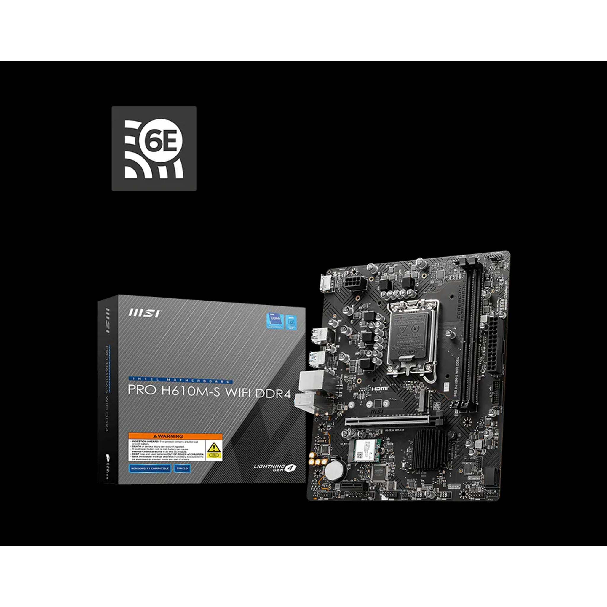 MSI PRO H610M-S WIFI DDR4 LGA 1700 mATX Motherboard PCIe x16 M.2 2x SATA 6G tl:ce38928a