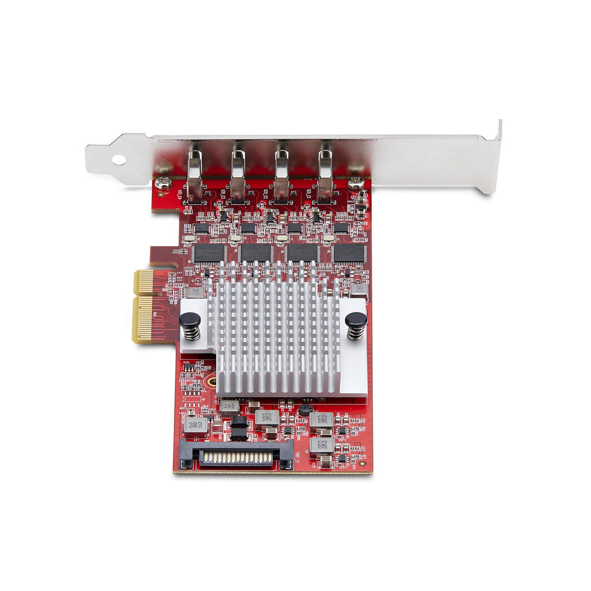 StarTech USB Adapter PCI Express x4 4x USB 3.0 1x SATA Red TAA UASP