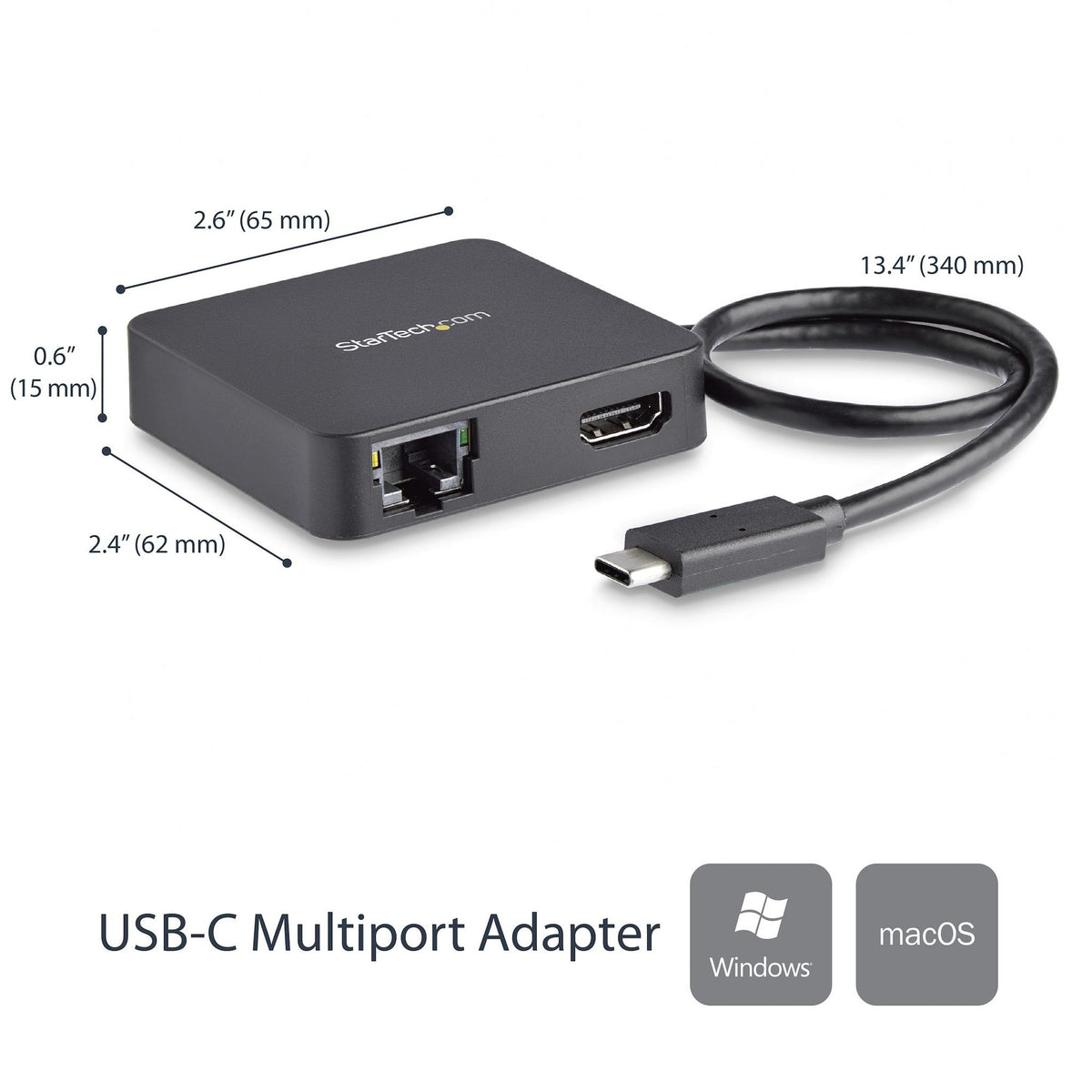 StarTech.com USB-C Docking Station Black 4K HDMI USB-A Ethernet