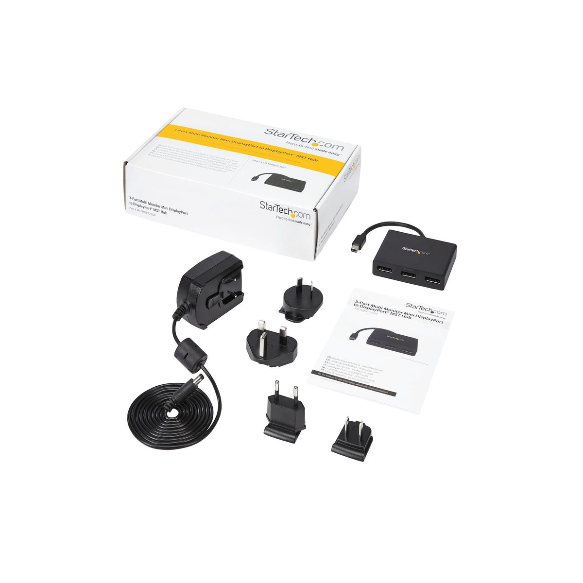 StarTech.com Mini DisplayPort 3-Port MST Hub mDP 1.2 to 3x DP 3840x2160 2m Cable