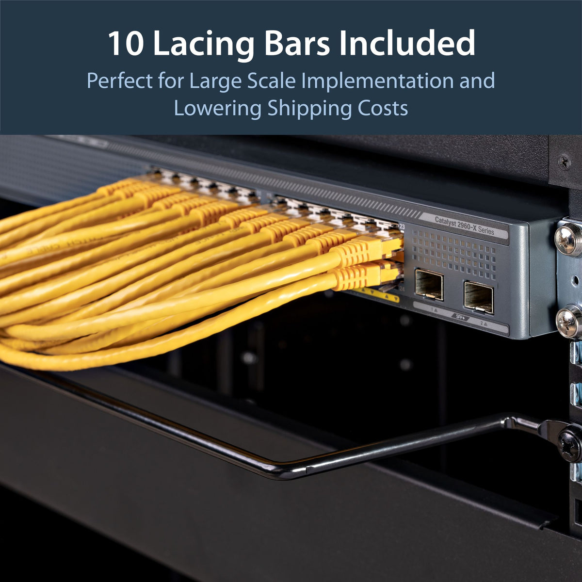 StarTech.com Horizontal Cable Lacing Bars 1U 10-Pack Steel