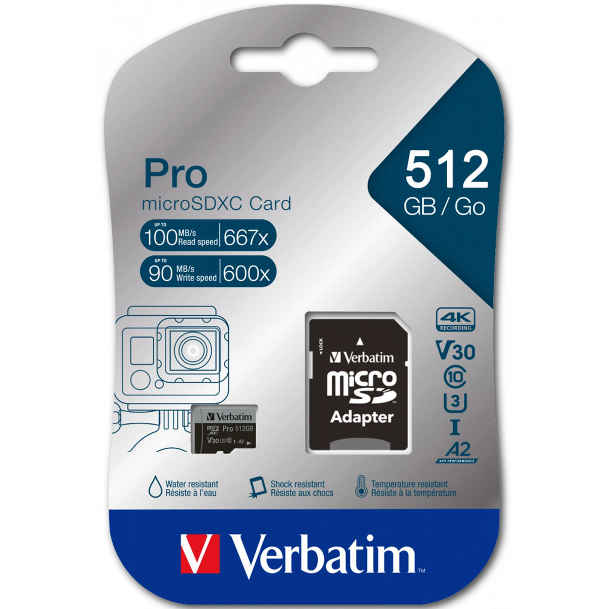 Verbatim Pro 512GB MicroSDXC UHS-I 100MB/s Read Speed