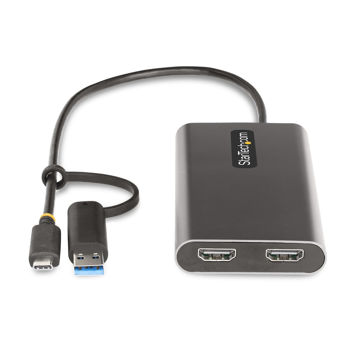 StarTech.com USB-C to Dual-HDMI Adapter 4K 60Hz 100W PD 1ft Cable