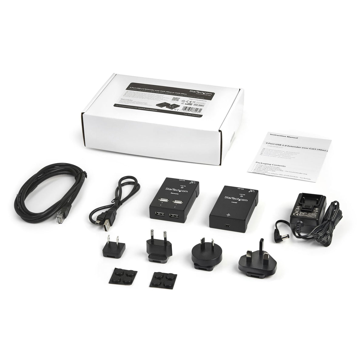 StarTech.com 4-Port USB 2.0 Over Cat5 Extender Up to 130ft 4x USB Steel