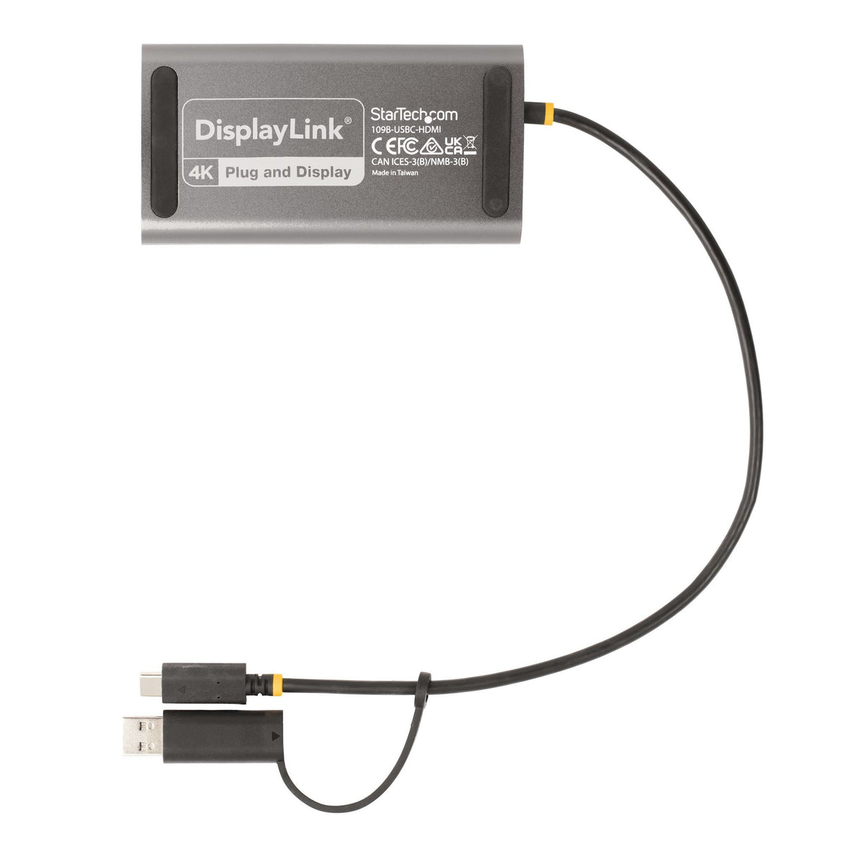 StarTech.com USB-C to Dual-HDMI Adapter 4K 60Hz 100W PD 1ft Cable