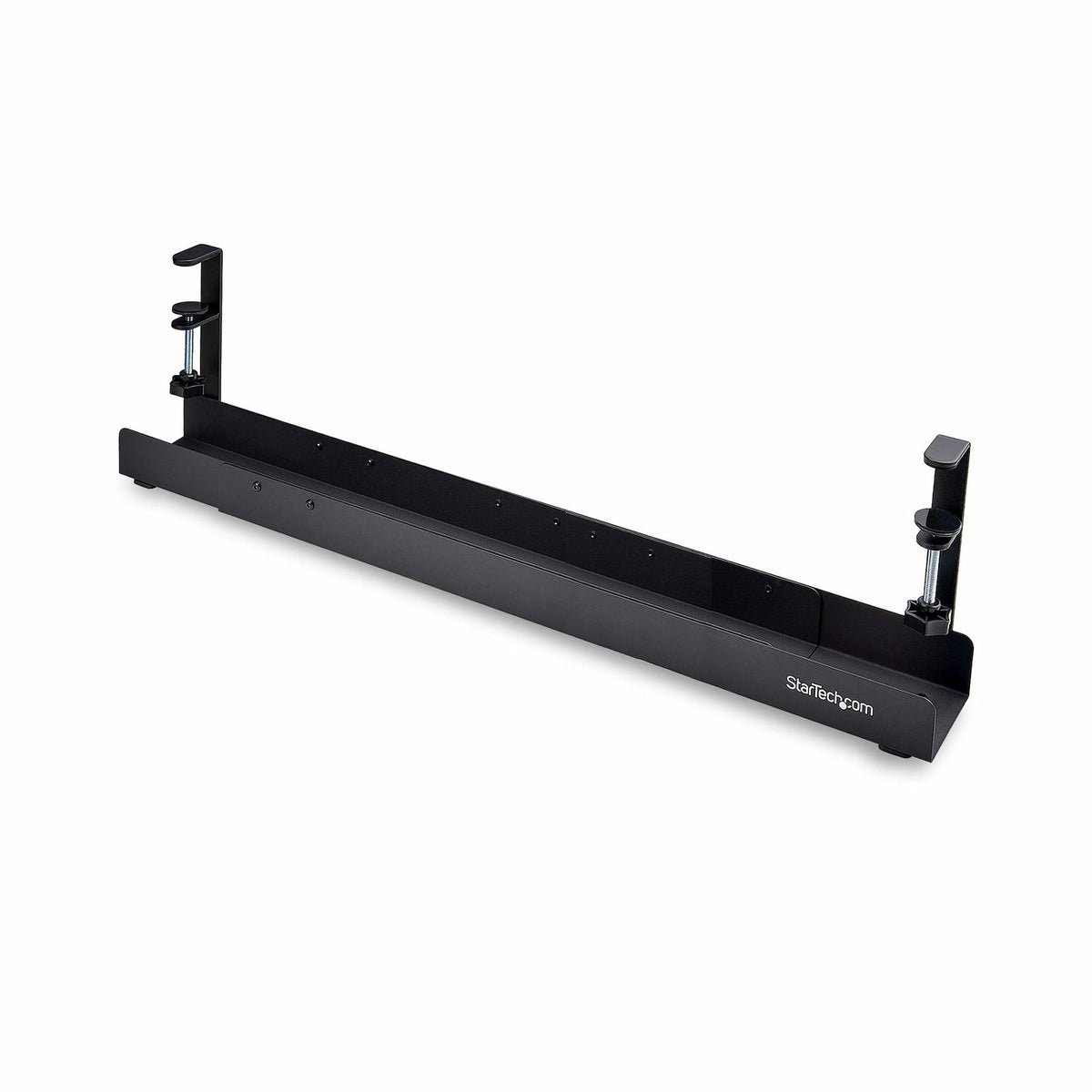 StarTech.com Under Desk Cable Management Tray Adjustable Length Clamp-On Black