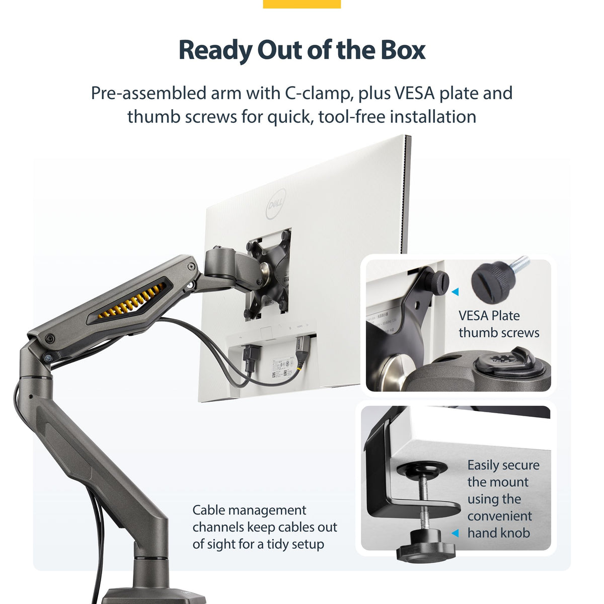 StarTech.com Desk Mount Arm 32" 10kg VESA C-Clamp Articulating Spring