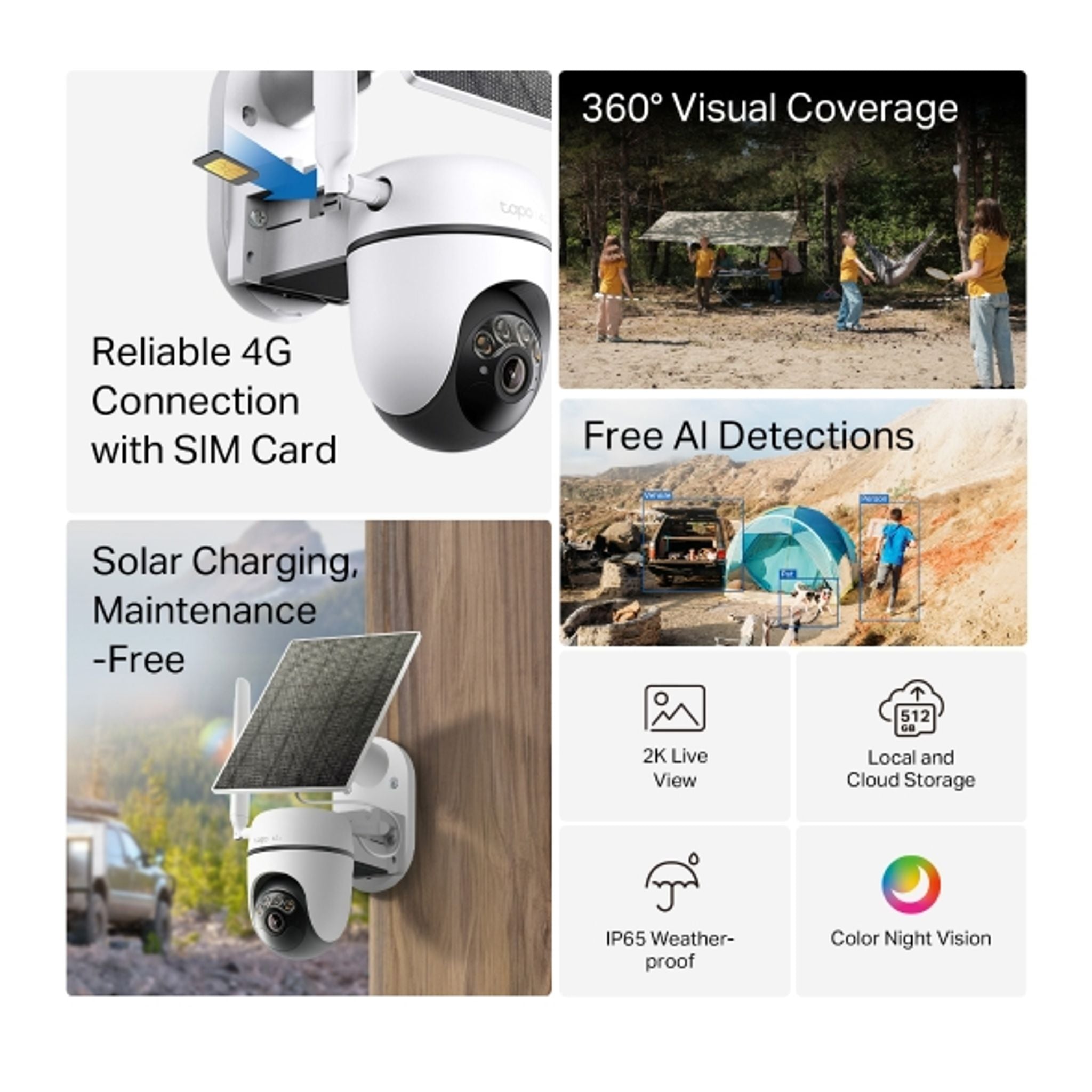 TP-Link TC90G Solar-Powered Pan/Tilt 4G LTE Security Camera Kit tl:c0554361