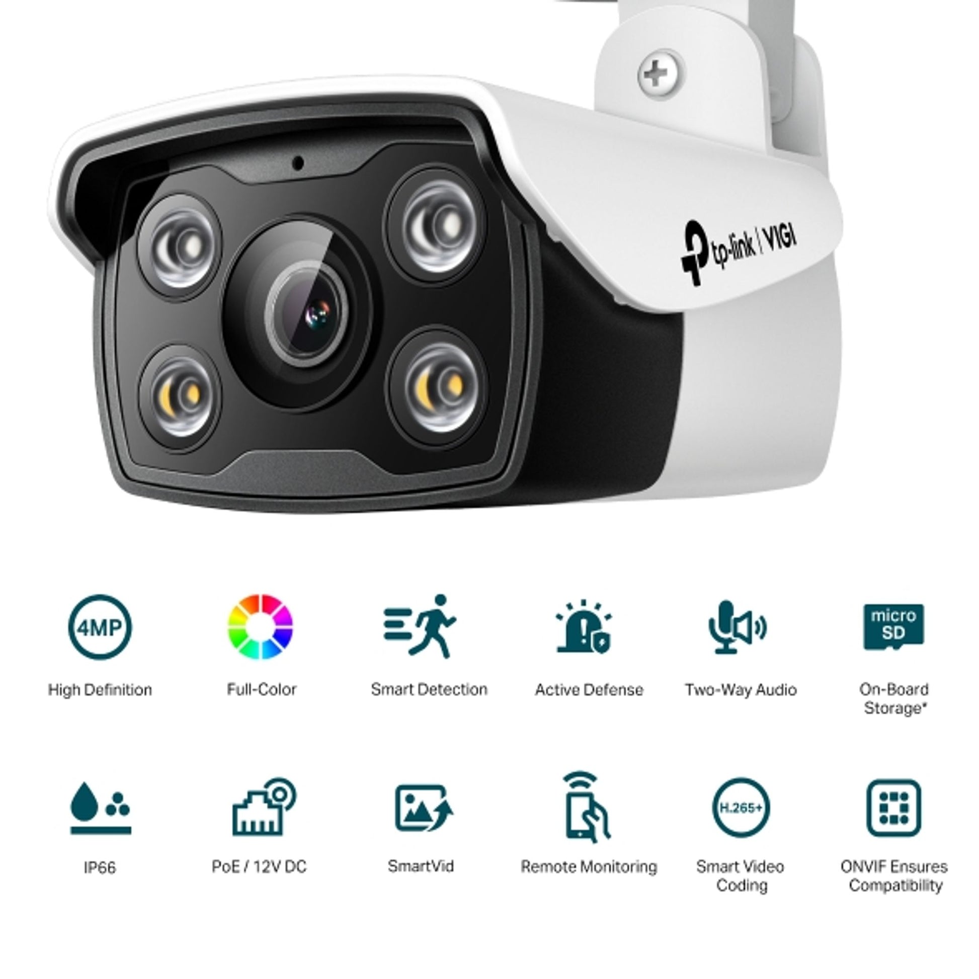 TP-Link VIGI C340 4MP 4mm Lens Outdoor Full-Color Bullet Camera Smart Detection tl:2c722e70