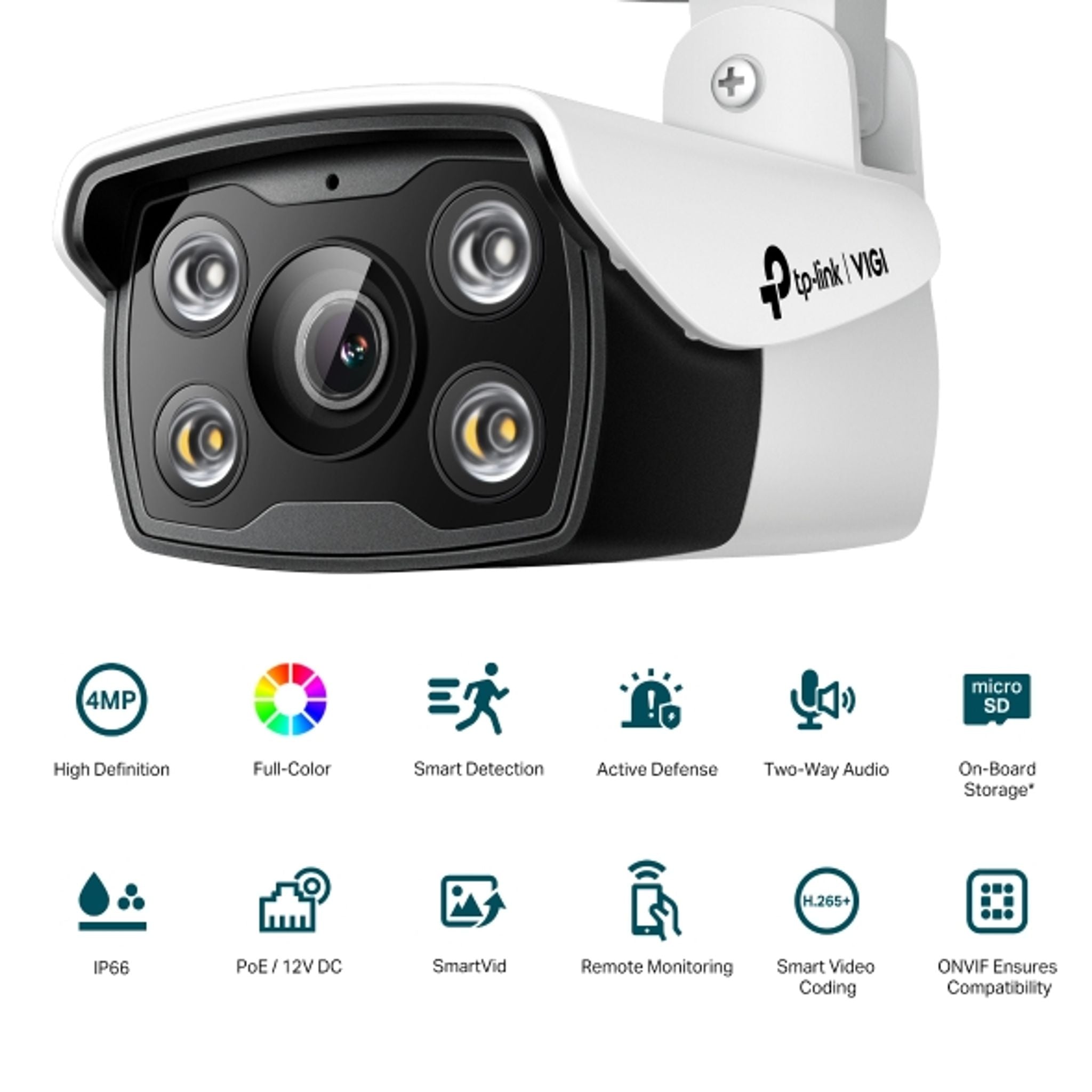 TP-Link VIGI C340 4MP 4mm Lens Outdoor Full-Color Bullet Camera Smart Detection tl:2c722e70