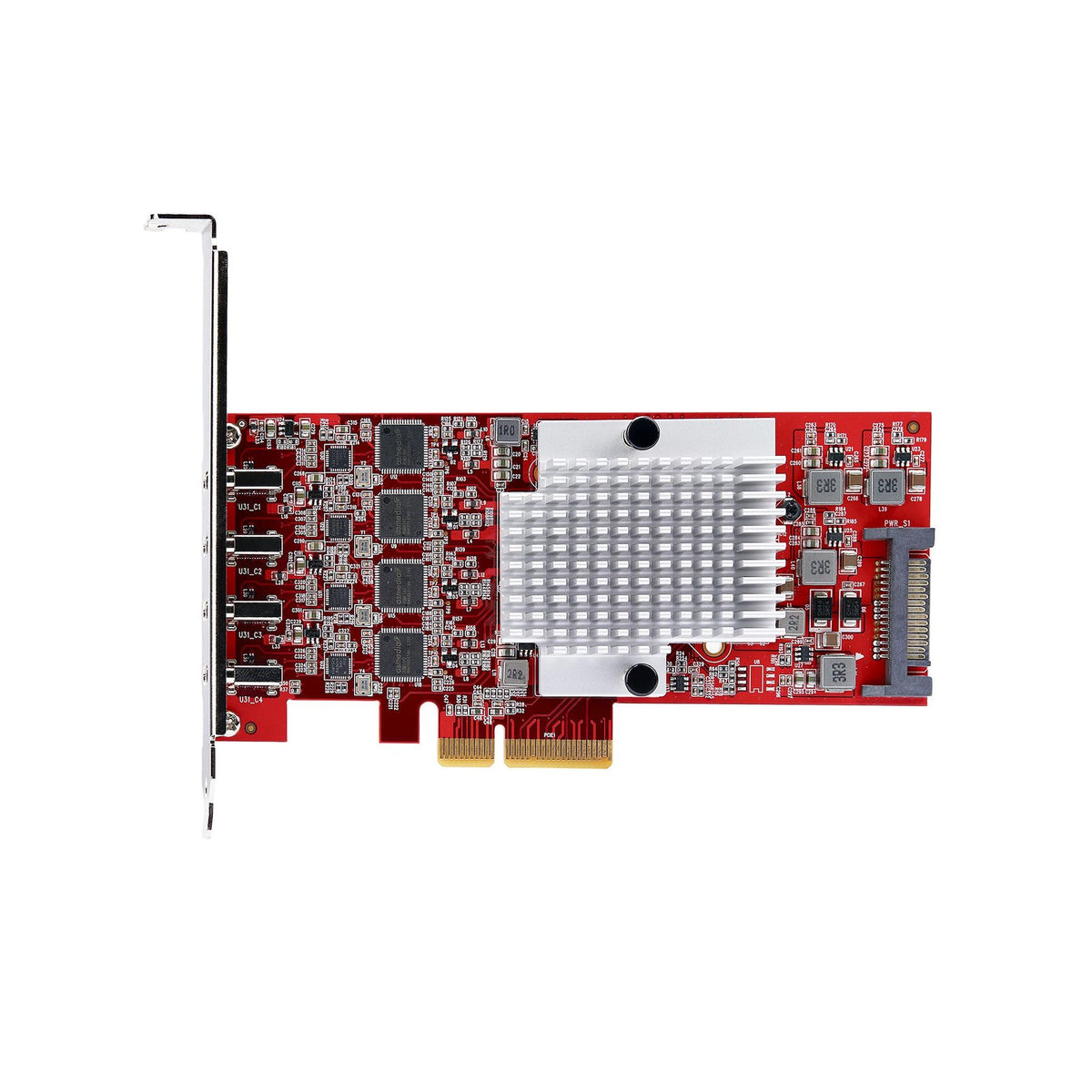 StarTech USB Adapter PCI Express x4 4x USB 3.0 1x SATA Red TAA UASP