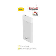 USP 10K mAh Power Bank White - 20W Fast Charge 1x USB-C 1x USB-A Built-in Ele...