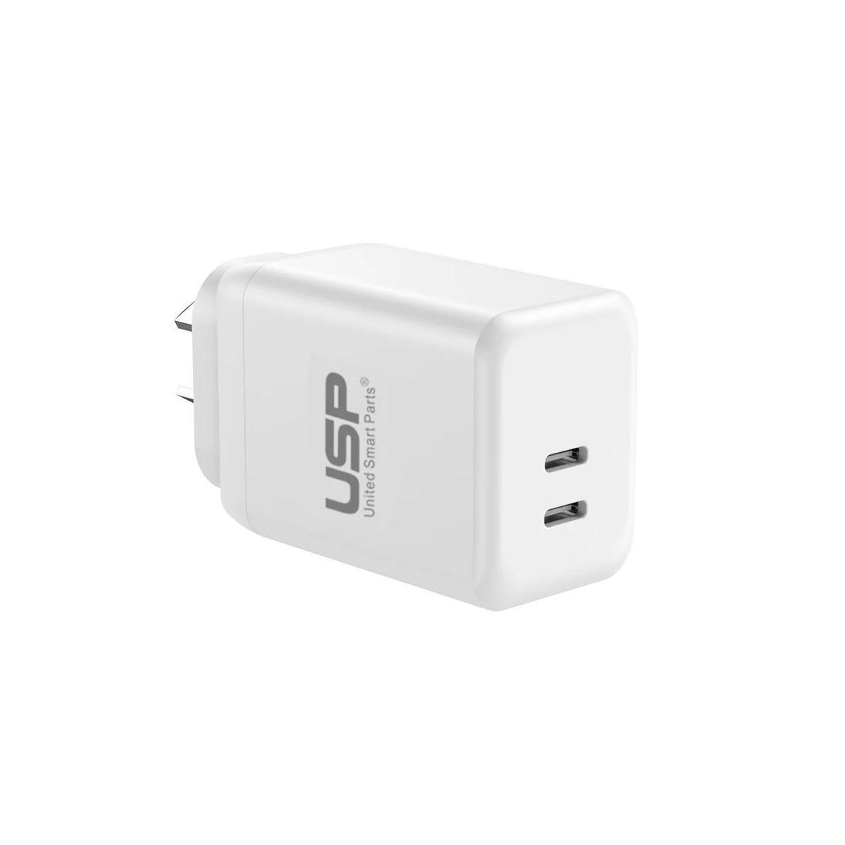 USP 45W Dual Port USB-C PD GaN Wall Charger White