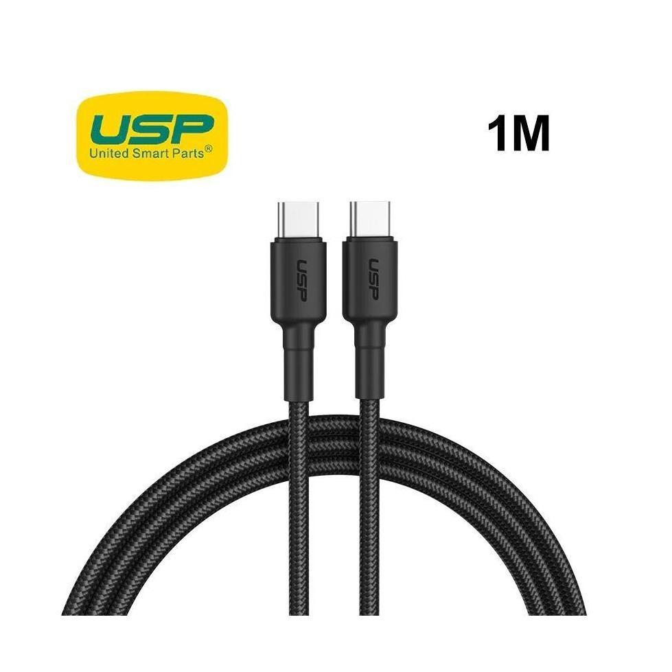 USP BoostUp Braided USB-C to USB-C Cable 1M Black 3A Fast Safe Charge