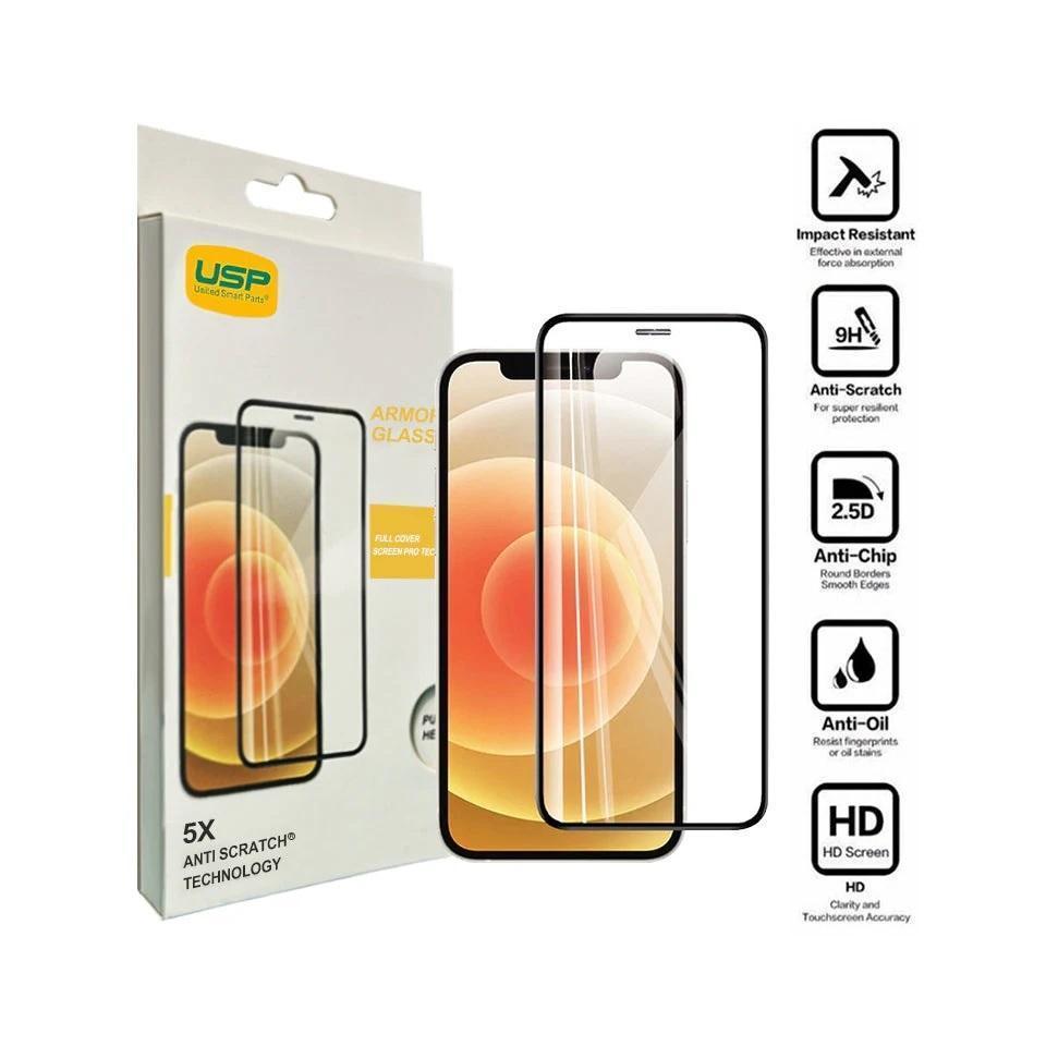 USP iPhone 17e/16e/14/13 Pro/13 6.1" Armor Glass Full Cover Screen Protector Pack of 8