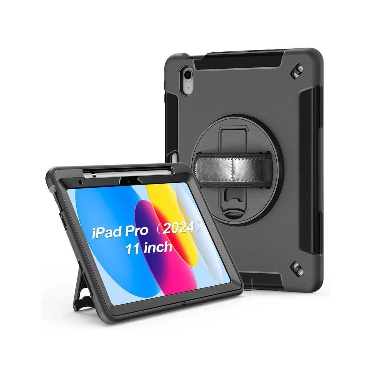 USP Rugged Apple iPad Pro 11" M5/M4 6th/5th Gen Case Black Kickstand Strap Dropout Protection