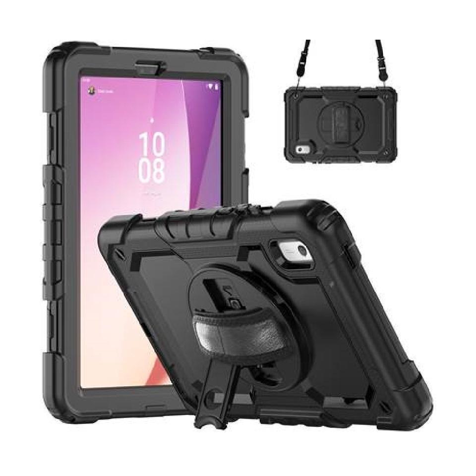 USP Rugged Lenovo Tab M9 9" Case Black Built-in Kickstand Adjustable Hand Strap Shoulder Strap