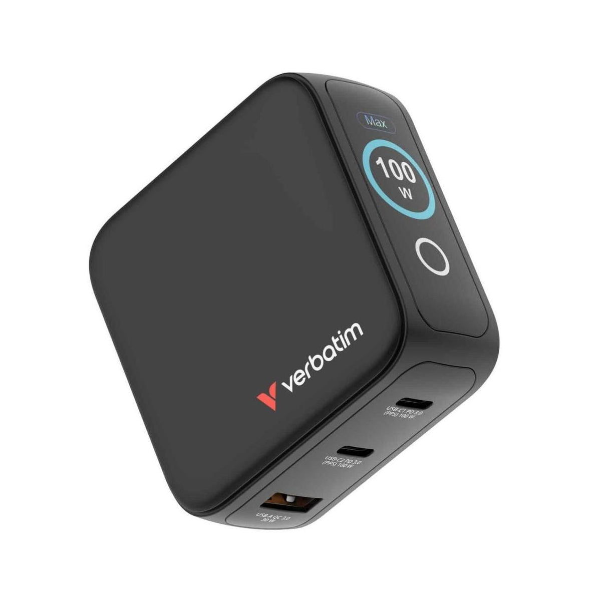 Verbatim 100W Mini GaN 3-Port Wall Charger USB-C PD QC 3.0